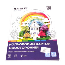 Картон кольоровий двосторонній (10 арк./10 кол.), А4, Kite Classic