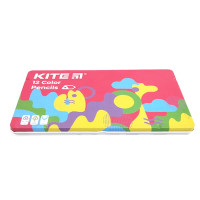 Олівці кольорові тригранні, 12 шт., металевий пенал, Kite Fantasy