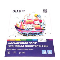 Папір кольоровий неоновий (10 арк./5 кол.), A4, Kite Classic