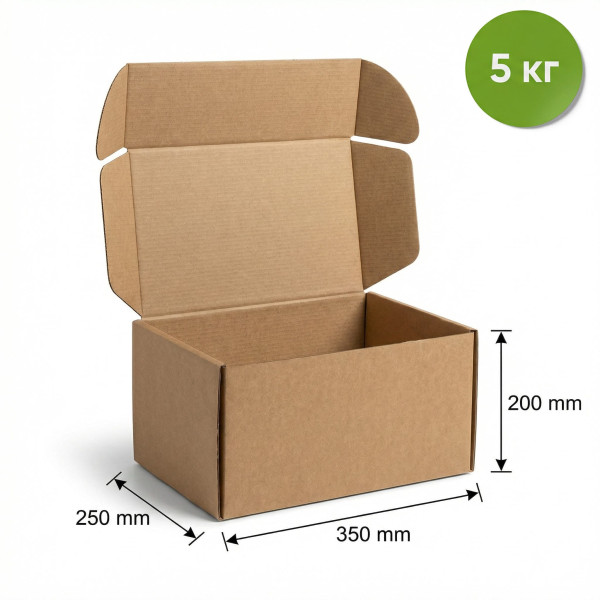 Коробка 350x250x200 мм, бурый гофрокартон.