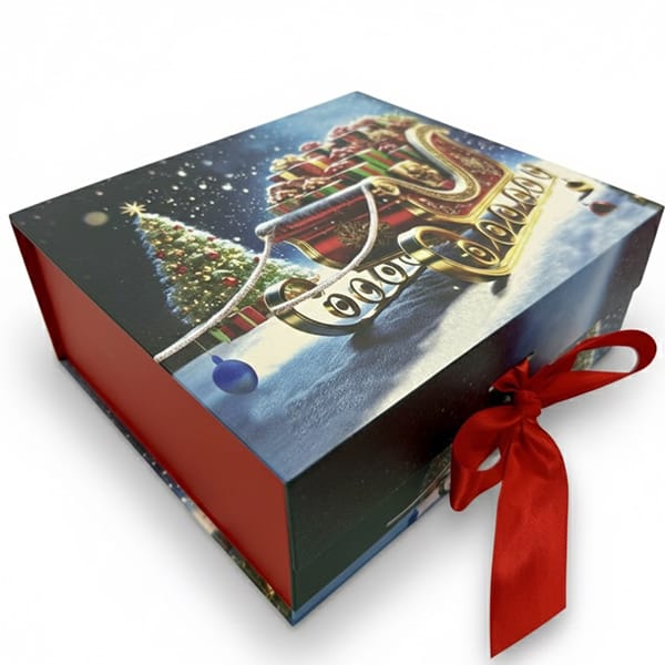 Новорічна подарункова картонна коробка 20*18*8см 