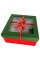 Новорічна картонна коробка зелено-червона з вікнцем 19,5*19,5*9,5см