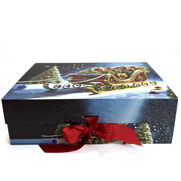 Новорічна подарункова картонна коробка 28*20*9см 