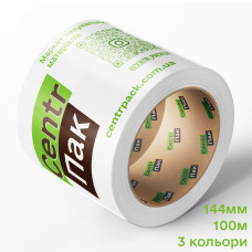 Брендований скотч з логотипом 45мк, 144мм, 100м ( 3 кольори)