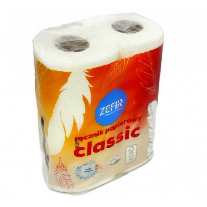 Бумажные полотенца CLASSIC "ТМ "ZEFIR", 2-х шаровые