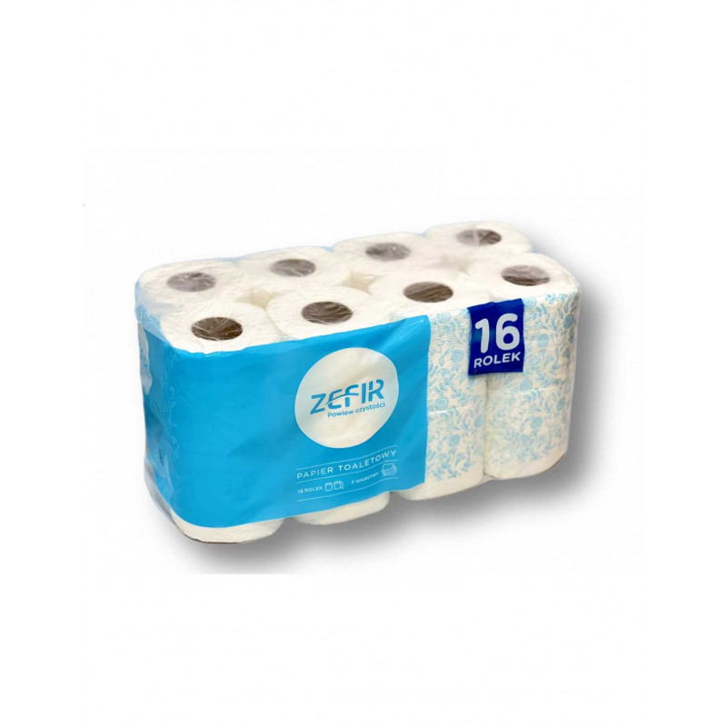 Туалетная бумага "ZEFIR", 16 рулонов, 3-слойная
