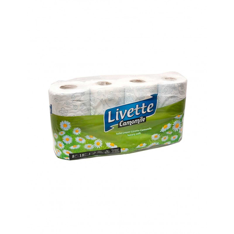 Туалетная бумага ТМ "Livette", 8 рулонов, 3-слойный
