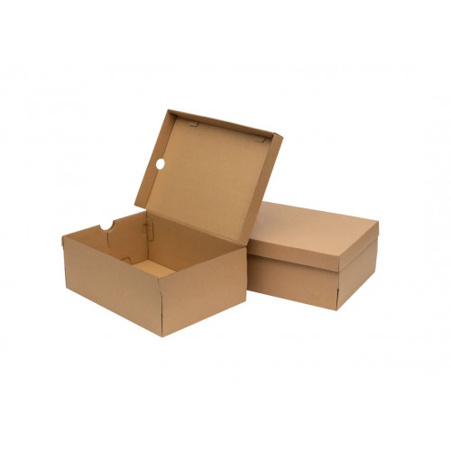 Коробки для взуття бура (330x185x120) мм самозбірна картонна